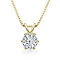 S925 Silver Classic Six-Claw D Color Moissanite 1 Carat Necklace-0-3