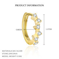 wholesale S925 Sterling Silver Triangle Tassel Earrings for Women, Elegant Zircon Accents, Versatile Stacking, Modern Minimalist Style-E4963-Gold/Pair 925 Silver