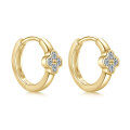 S925 Sterling Silver Four-Leaf Clover Moissanite Hoop Earrings-0-3