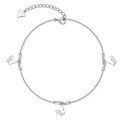 wholesale S925 Sterling Silver Light Luxury Butterfly Ankle Chain for Girls, Platinum Color High-End Feel Birthday Gift for Girlfriend on Valentine's Day-0-4