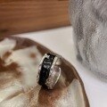 wholesale S925 Sterling Silver Black Enamel Drip Glue Zircon Open Ring for Women, Ins Niche Versatile High-End Sense Ring-0-3