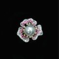 wholesale 925 Silver Gold Plated High Carbon Diamond 12mm Australian White Venus Shell Pearl Romantic Floral Ring-0-4