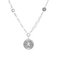 wholesale S925 Sterling Silver Patchwork Pendant with Five-Pointed Star Pattern and English Letters Retro Fashion Rui Li Necklace-365L/approximately 12.3g 925 silver