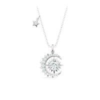 Metal Sun and Moon Pendant Necklace, Amazon Best-Seller-1-carat moissanite with 23 stones  40 + 2.5 + 2.5 cm