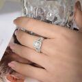 wholesale 18k White Gold Plated S925 Silver 5*7mm Radiant Cut Moissanite Small and Niche Instagram Style Engagement Ring for Women Stackable Set-0-3