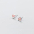 wholesale S925 Sterling Silver Lovely Heart Earrings Korean Style Fashion Cute Sweet Gradient Pink Girly Earrings G5595-0-3
