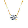 14K Gold Plated 925 Silver Moissanite Oval Egg Pendant Necklace for Women Cross-border Supply-0-3