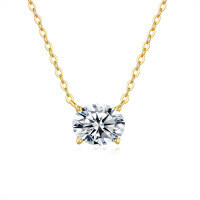 14K Gold Plated 925 Silver Moissanite Oval Egg Pendant Necklace for Women Cross-border Supply-2CT set with cubic zirconia  925 silver