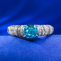 wholesale 925 Sterling Silver Full Setting 6*6 Paraiba High Carbon Diamond Ring, European and American Style Light Luxury Women's Ring-R876 Paraiba No. 6