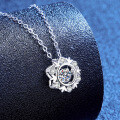 S925 Silver 50-Point Moissanite Snowflake Pendant Necklace for Women-0-0
