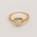 wholesale S925 Silver and 14K Gold Winter Sweet Style White Crystal and Mother-of-Pearl Heart Ring by Dunli Jewelry-0-3