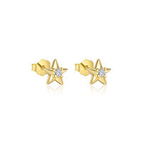 wholesale S925 Sterling Silver Star Tassel Inlaid With Zircon Earrings For Women, European And American French Stylish Personality High-end Sense-E4656-Gold/Pair of Stars 925 Silver
