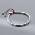 wholesale S925 Sterling Silver Peace and Joy Red String Beaded Bracelet, Chinese Style Design Elegant Women's Jewelry S6912-0-2