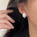 wholesale S925 Sterling Silver Overlapping Geometric Square Brushed Stud Earrings for Women, Small and Exquisite Luxury Earrings-0-0