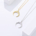 wholesale 925 Sterling Silver Vintage Minimalist Crescent Pendant Necklace For Women, Small Batch, European And American Minimalist Style, Ready Stock-0-1