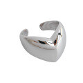 wholesale S925 Sterling Silver Korean-style Simple and Versatile Wide-band Open Heart Ring for Women-0-4
