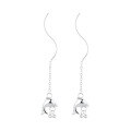 wholesale S925 Sterling Silver Korean Style Minimalist Fresh Dolphin Wave Ear Thread Trendy Elegant Design Earrings for Women-0-5