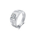 wholesale 925 Sterling Silver Diamond Inlaid Men's Hip Hop Trendy Zircon Ring Open Adjustable Cross-Border Jewelry-0-4