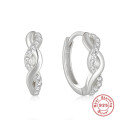 wholesale S925 Sterling Silver Creative Crossed 8-Shape Diamond Inlaid Hoop Earrings, Trendy INS Style-0-6