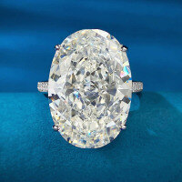 wholesale Silver 14*20mm large carat pigeon egg ice-cut flower ring for women, cross-border AliExpress independent station-R690 White G Diamond>No. 6