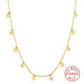 wholesale S925 Sterling Silver New Round and Star Pendant Choker Necklace, Korean Style-0-0