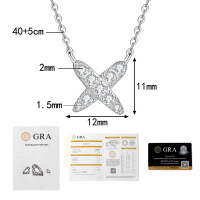 S925 Silver Moissanite Full Diamond X-Shaped Necklace Wholesale-24-point Moissanite  925 silver
