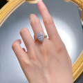 wholesale Metal material first: 6*12 Marquise White Diamond Ice Flower Cut Engagement Ring for Women,Ins,-0-3