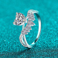 S925 Sterling Silver Moissanite Ring with Heart Lace Hollow Design-0-0