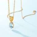 wholesale S925 Sterling Silver Japanese and Korean New Light Luxury Classic Teardrop Topaz Pendant Women's Choker Necklace Factory Wholesale-0-4