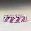 wholesale S925 Sterling Silver Rainbow Pink Full Diamond Ring Emerald Cut High Carbon Diamond Ring-0-2