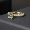 wholesale 925 Sterling Silver and Gold Gemstone Ring with Natural Moss Agate, Unisex and Versatile, Does Not Fade-0-2