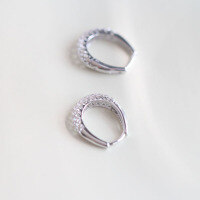 wholesale 925 Silver Plated with White Gold Women's Earrings, Elegant Style Smooth Hollow Teardrop White Gold Color Pure Silver Ear Clasp Hoop-A pair of prices