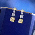 wholesale 925 SilverJewelry NewIns Style 7*7 Pagoda Yellow Diamond Earrings Full Diamond Stud Earrings for Women Cross-border-0-1
