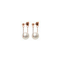 wholesale S925 Sterling Silver Minimalist Chain Pearl Drop Earrings Korean Style Women's Accessory G8116-0-4