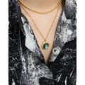 wholesale Metal material, French ins style clavicle chain,, lava texture labradorite white crystal necklace for women-0-2