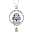 wholesale 925 Sterling Silver New 15mm High Carbon Diamond 7*10 Adorable Cute Bunny Luxurious Full Diamond Pendant for Women-0-4