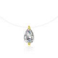 S925 Sterling Silver Mermaid Tear Necklace with Moissanite Pendant and Invisible Chain-0-5