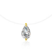 S925 Sterling Silver Mermaid Tear Necklace with Moissanite Pendant and Invisible Chain.-Fishing line necklace (gold)  1 carat moissanite (5*8mm teardrop shape)