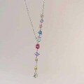 wholesale S925 Sterling Silver Designer Early Spring Palette Colorful Dopamine Necklace for Women, High-End Design, Niche Collarbone Chain-0-2