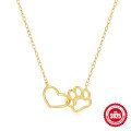wholesale S925 Sterling Silver Heart and Cat Paw Pendant Necklace, Cross-border Hot Sale, European and American Style, INS Fashion Jewelry-0-5