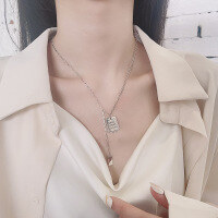 wholesale S925 Sterling Silver Chain-linked Alphabet Pendant Fringe Necklace, Minimalist and Versatile Ins Style-454LM/approx. 8.5g 925 silver