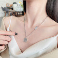 wholesale S925 sterling silver retro patchwork chain double-sided graffiti style multi-pattern necklace, trendy European and American accessory-0-1
