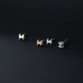 wholesale S925 Sterling Silver H Letter Earrings for Women, Lightly Polished with Diamond Accents, Three-Dimensional Mini Minimalist Understated Style Earrings G9403-0-2
