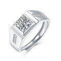 Silver-Plated 925 Men's Square Moissanite Ring, Trendy Ins Light Luxury New Jewelry-0-3