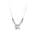 wholesale 925 Sterling Silver Forest-style Sweet Butterfly Beaded Chain Elegant Necklace for Women Y01366-0-4