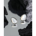 wholesale S925 Sterling Silver Korean Version Mother-of-Pearl Ring Ins Niche Light Luxury Waterdrop Design Matte Shell Stone Earrings for Women-0-1