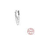 wholesale S925 Sterling Silver Geometric Tassel Chain Square Zircon Pendant Earrings-0-6