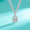 wholesale S925 Sterling Silver Cross-Border Flower Full Diamond Teardrop Moissanite Necklace Sunflower Luxury Elegant Flash Collarbone Chain-0-5