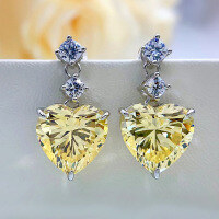 wholesale S925 Sterling Silver New Cross-Border Hot Selling Exquisite Light Luxury Style Flash Diamond Yellow Zircon Earrings for Women-Yellow 925 silver
