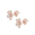 wholesale Silver-plated 14K Gold Pink and White Zircon Cherry Blossom Earrings, Japanese Fresh and Sweet Style, Forest-inspired for Girls-0-4